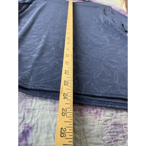 KATHIE LEE 14/16W SHORT-SLEEVED Stretch BLOUSE/TOP Blue Floral - Picture 5 of 5